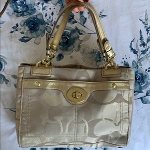 Gold and beige coach purse